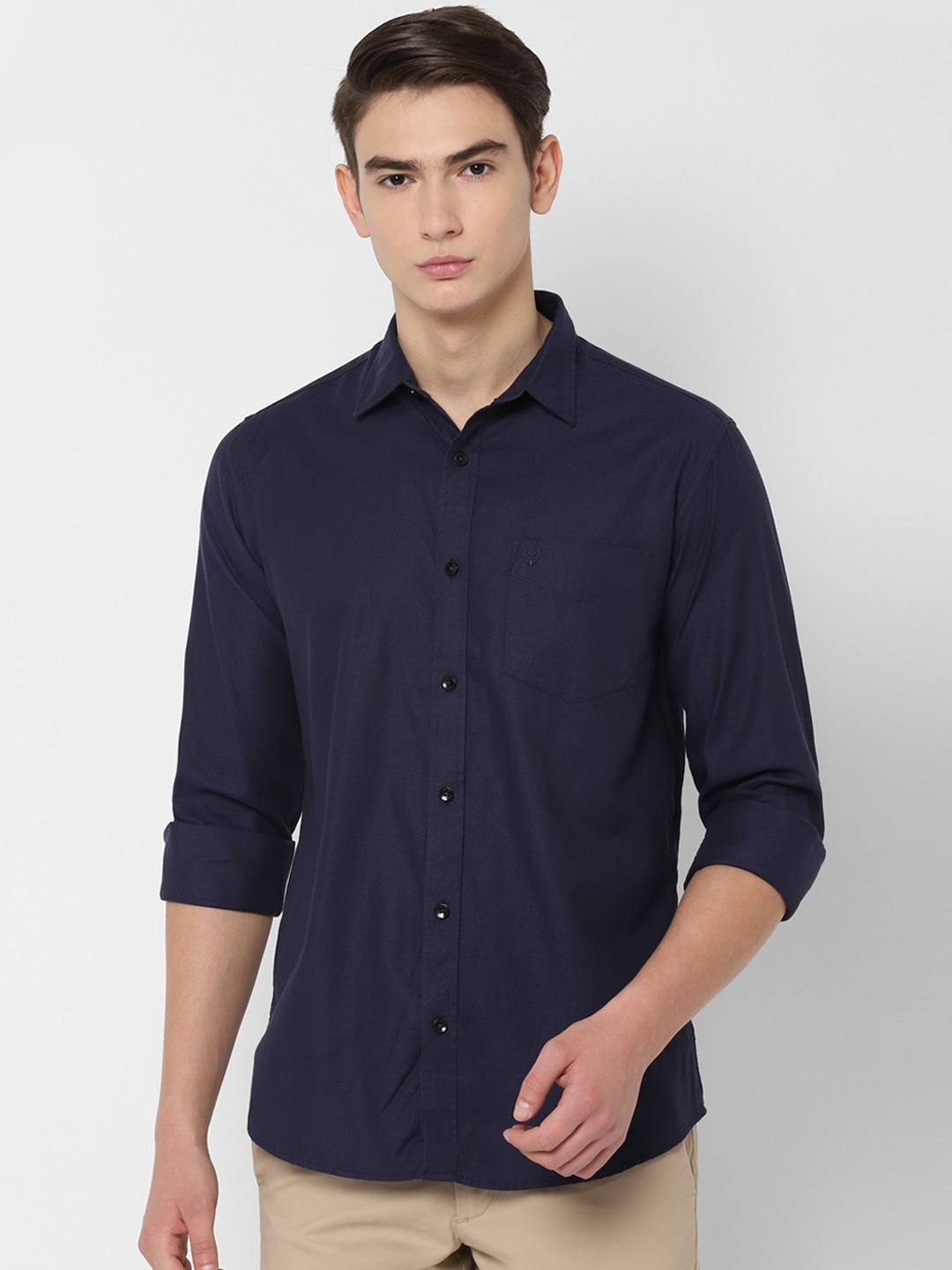 

Allen Solly Men Navy Blue Slim Fit Solid Casual Shirt