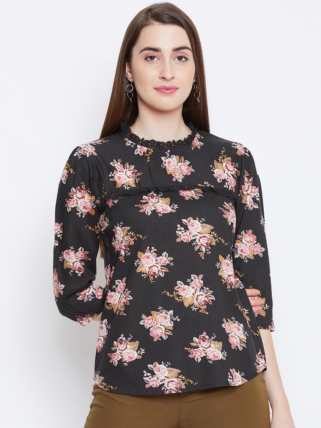 

Ruhaans Women Black Printed Top