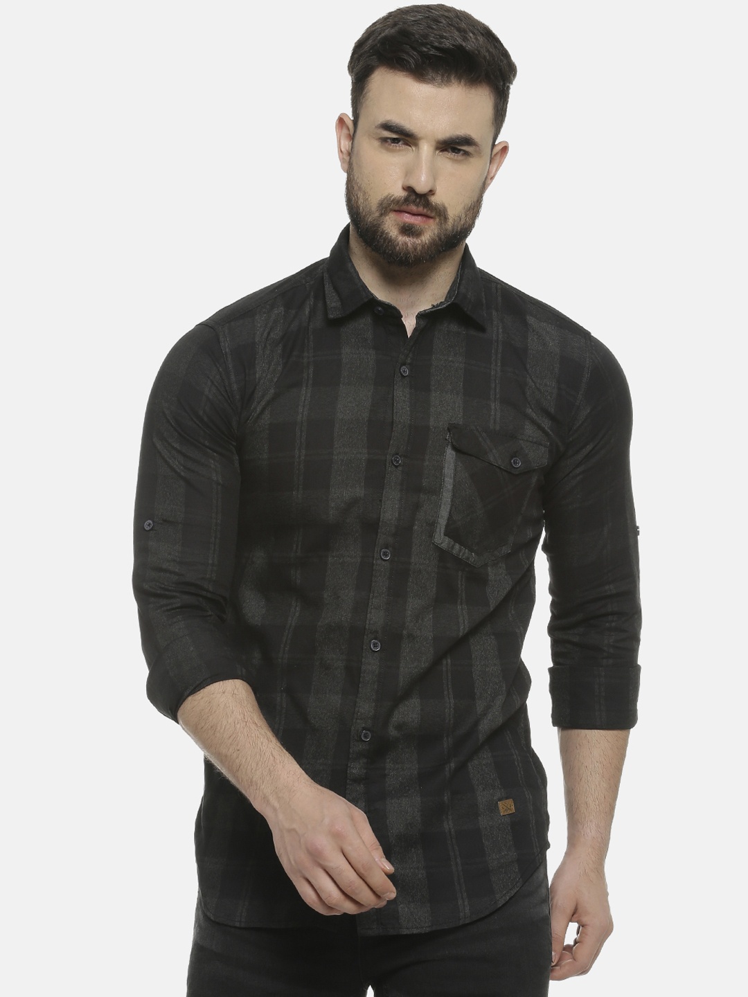 

Campus Sutra Men Black Regular Fit Checked Casual Shirt