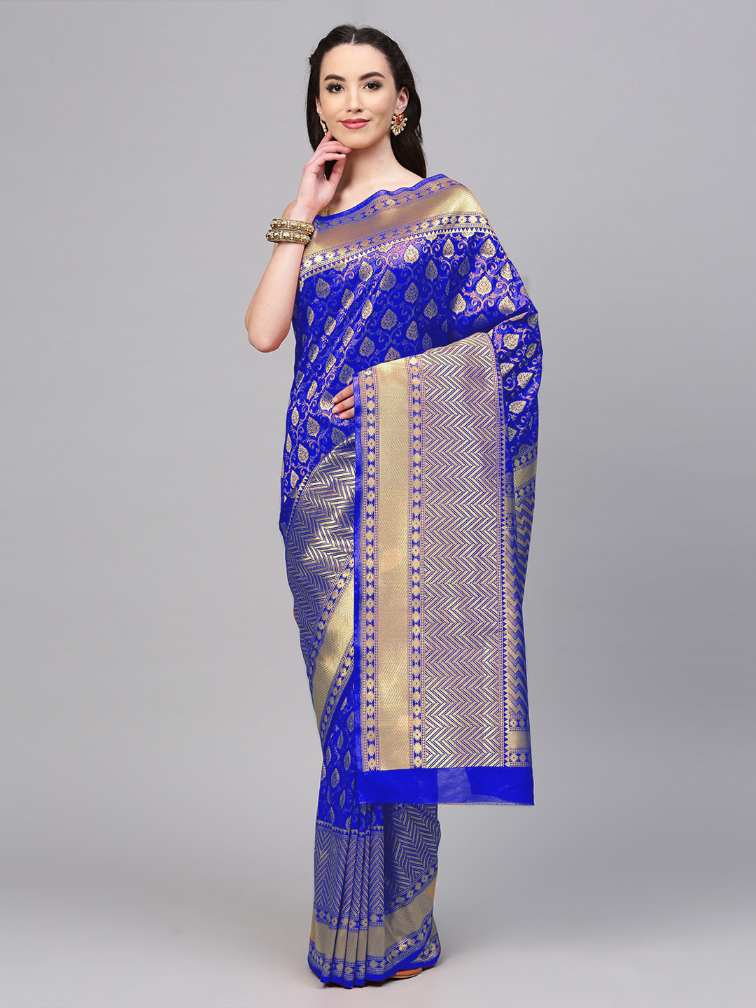 

Mitera Blue Art Silk Woven Design Handloom Banarasi Saree