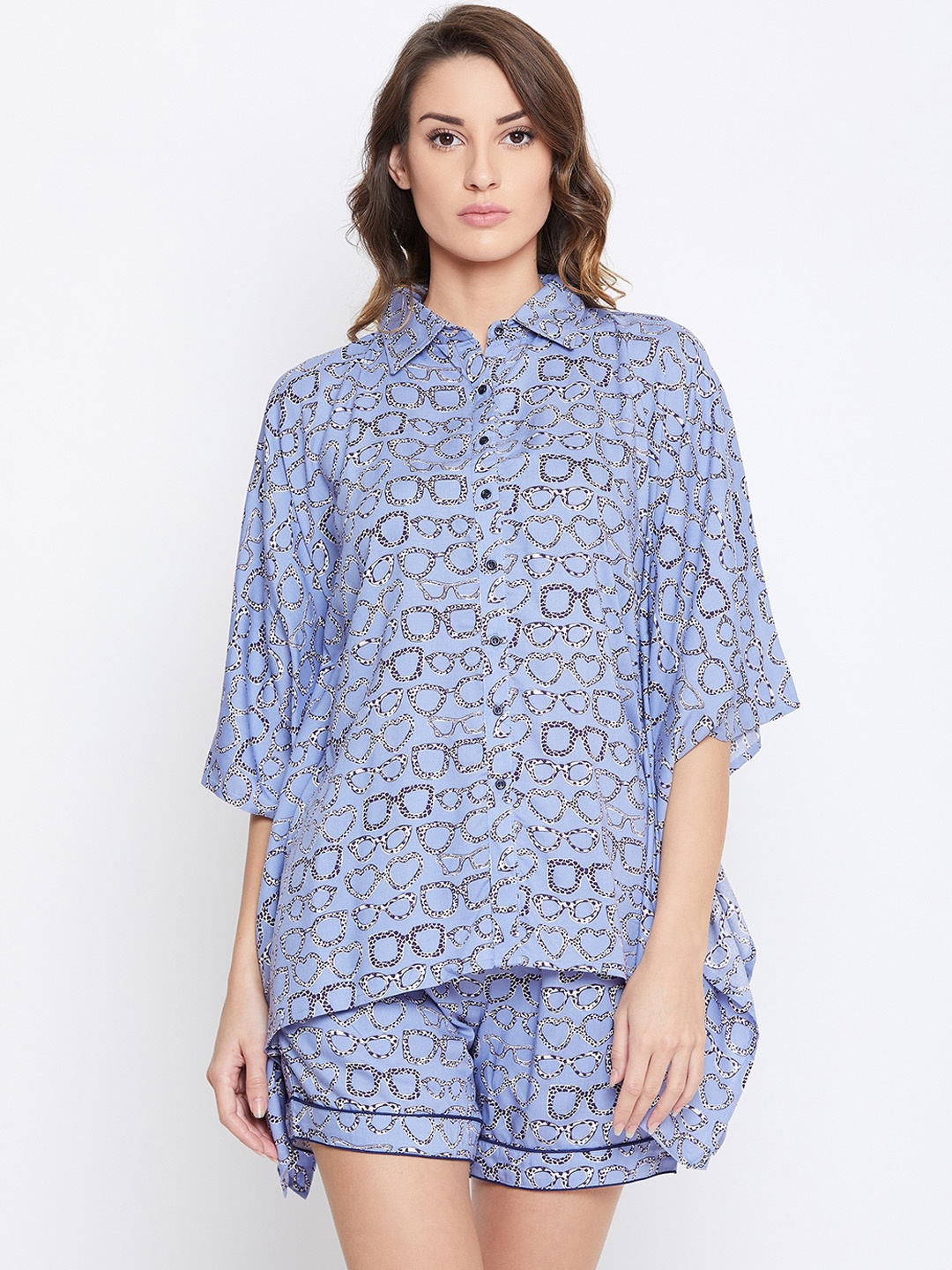 

The Kaftan Company Women Blue Printed Night Suit LW_VS