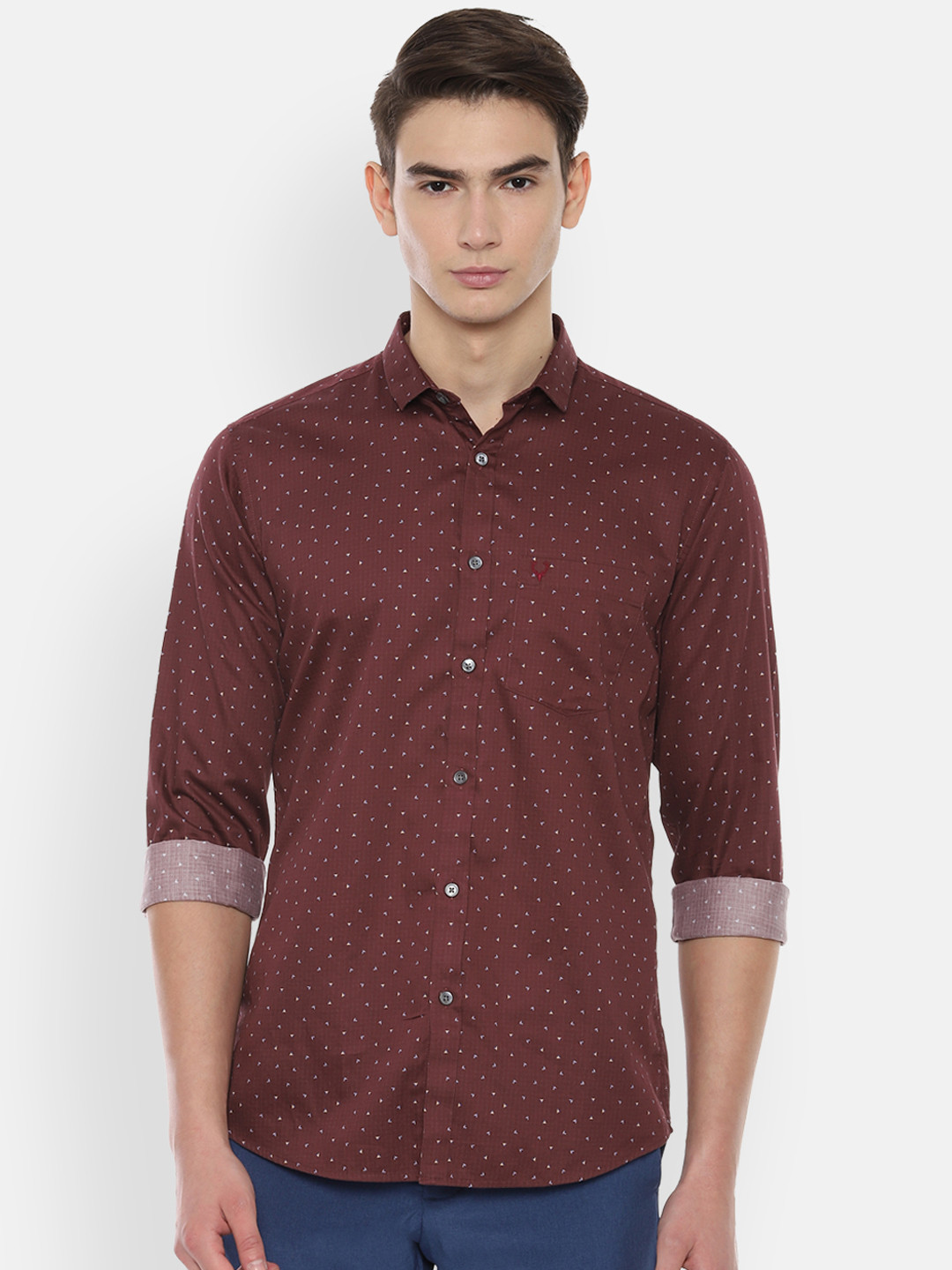 

Allen Solly Men Brown & White Printed Slim Fit Casual Shirt
