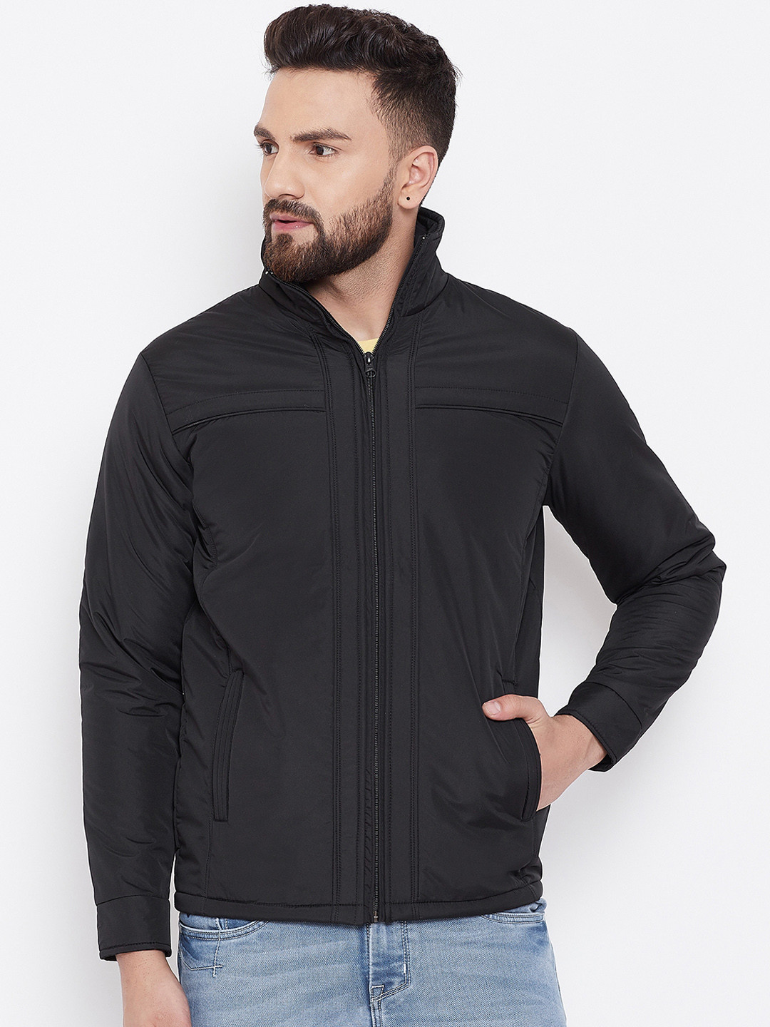 

Spirit Men Black Solid Padded Jacket