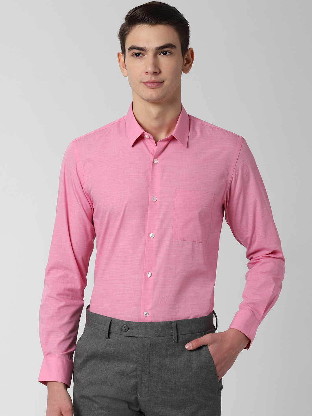 

Peter England Men Pink Slim Fit Self Design Formal Shirt