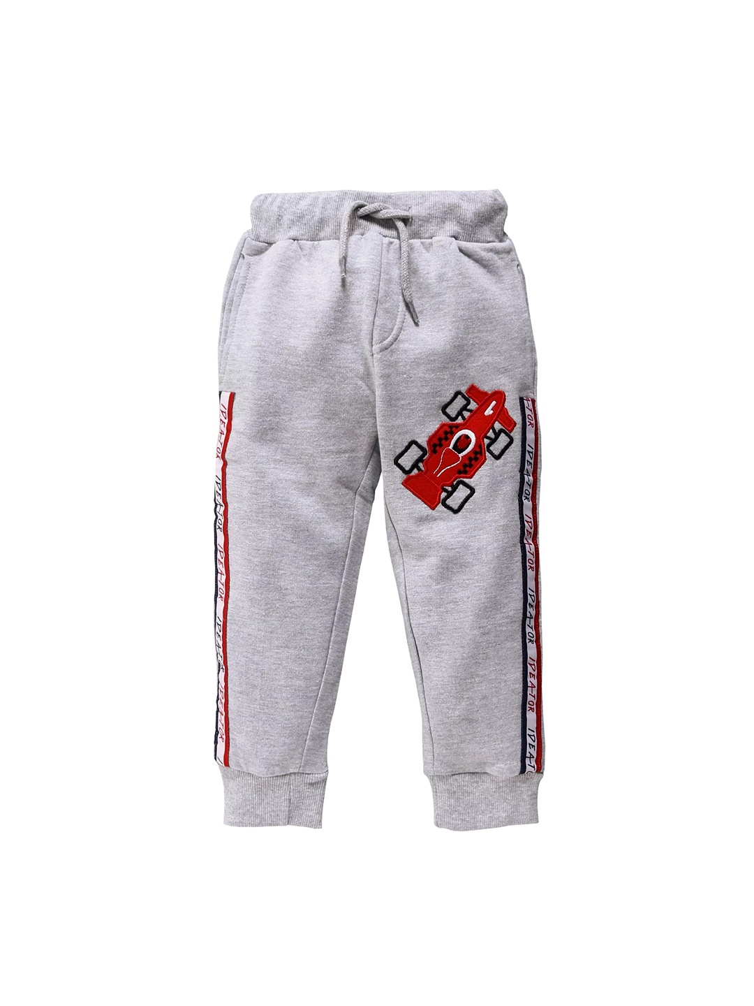 

KiddoPanti Boys Grey Printed Straight-Fit Joggers