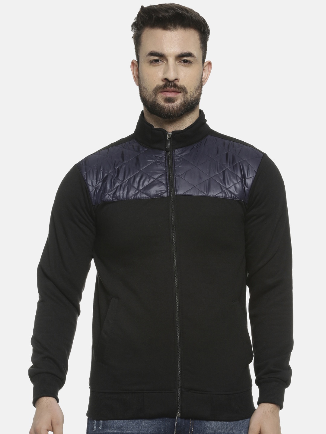 

Campus Sutra Men Black Solid Windcheater Bomber Jacket
