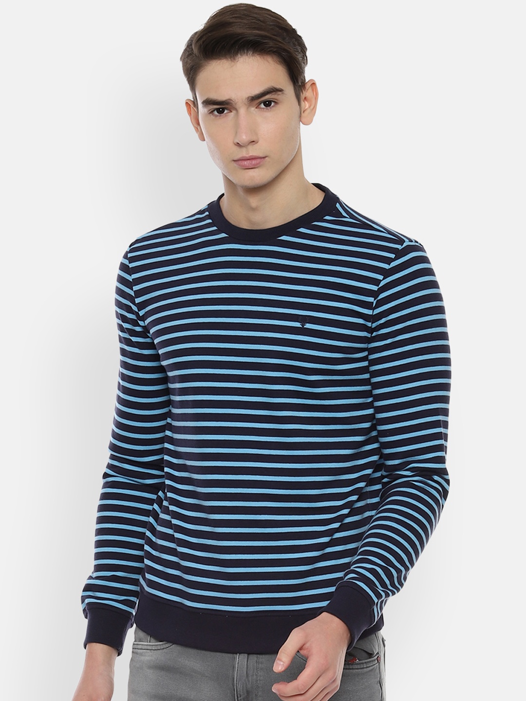 

Allen Solly Sport Men Navy Blue Striped Sweatshirt