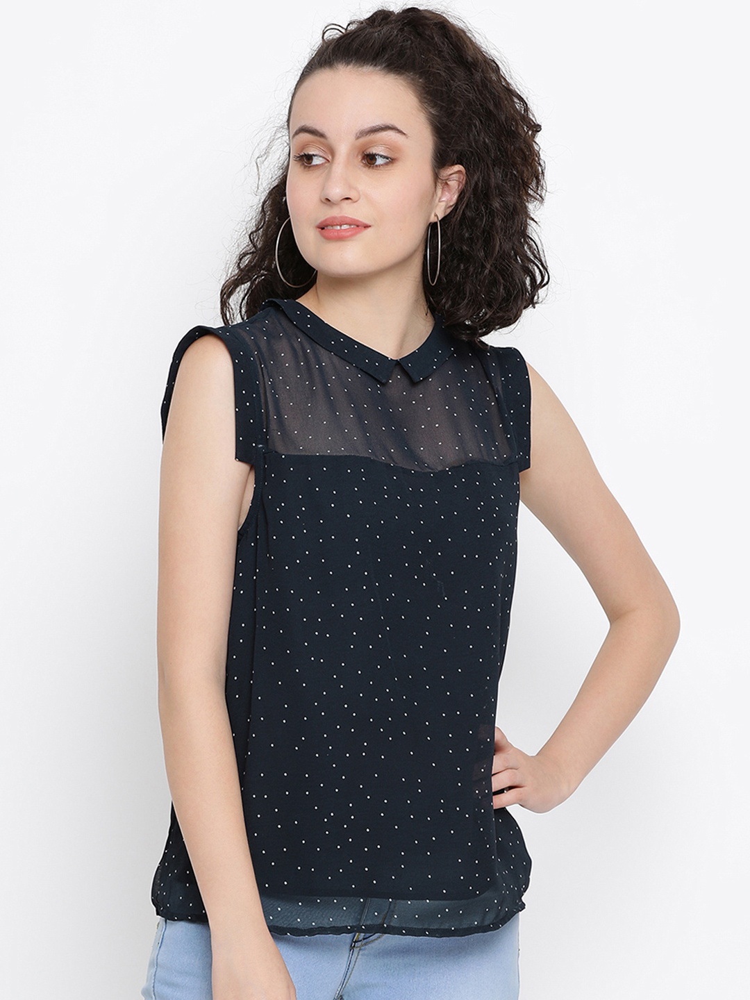 

SQew Women Navy Blue Printed Top