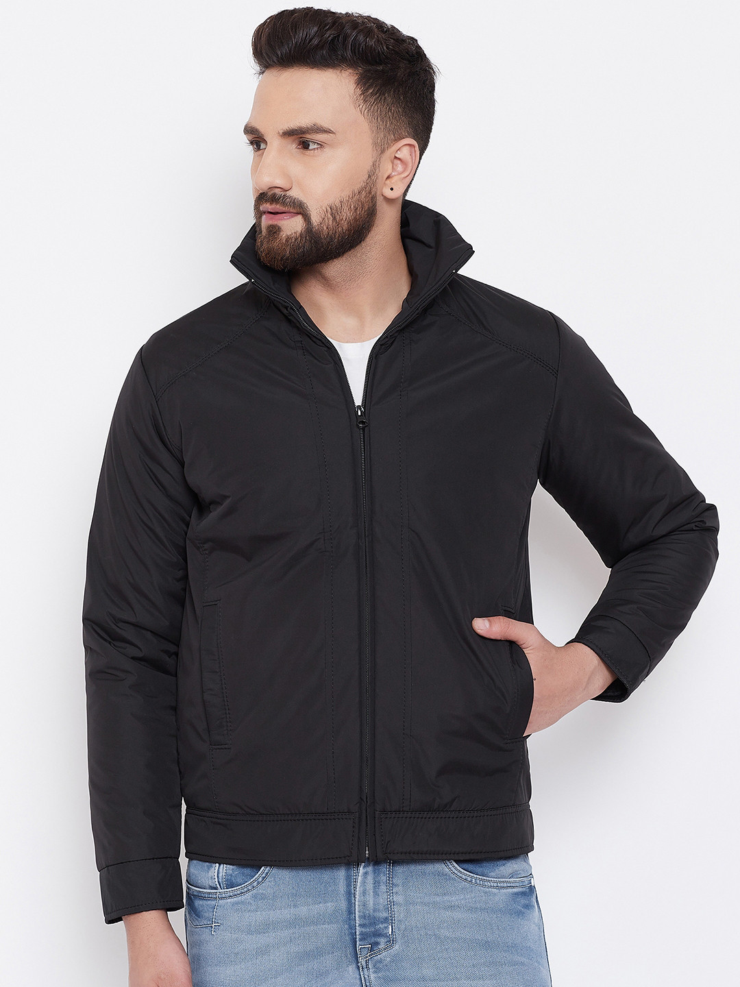 

Spirit Men Black Solid Padded Jacket