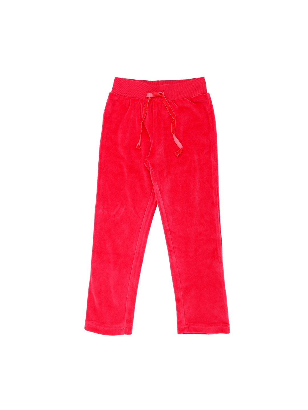

Pantaloons Junior Girls Red Solid Pure Cotton Straight-Fit Track Pants
