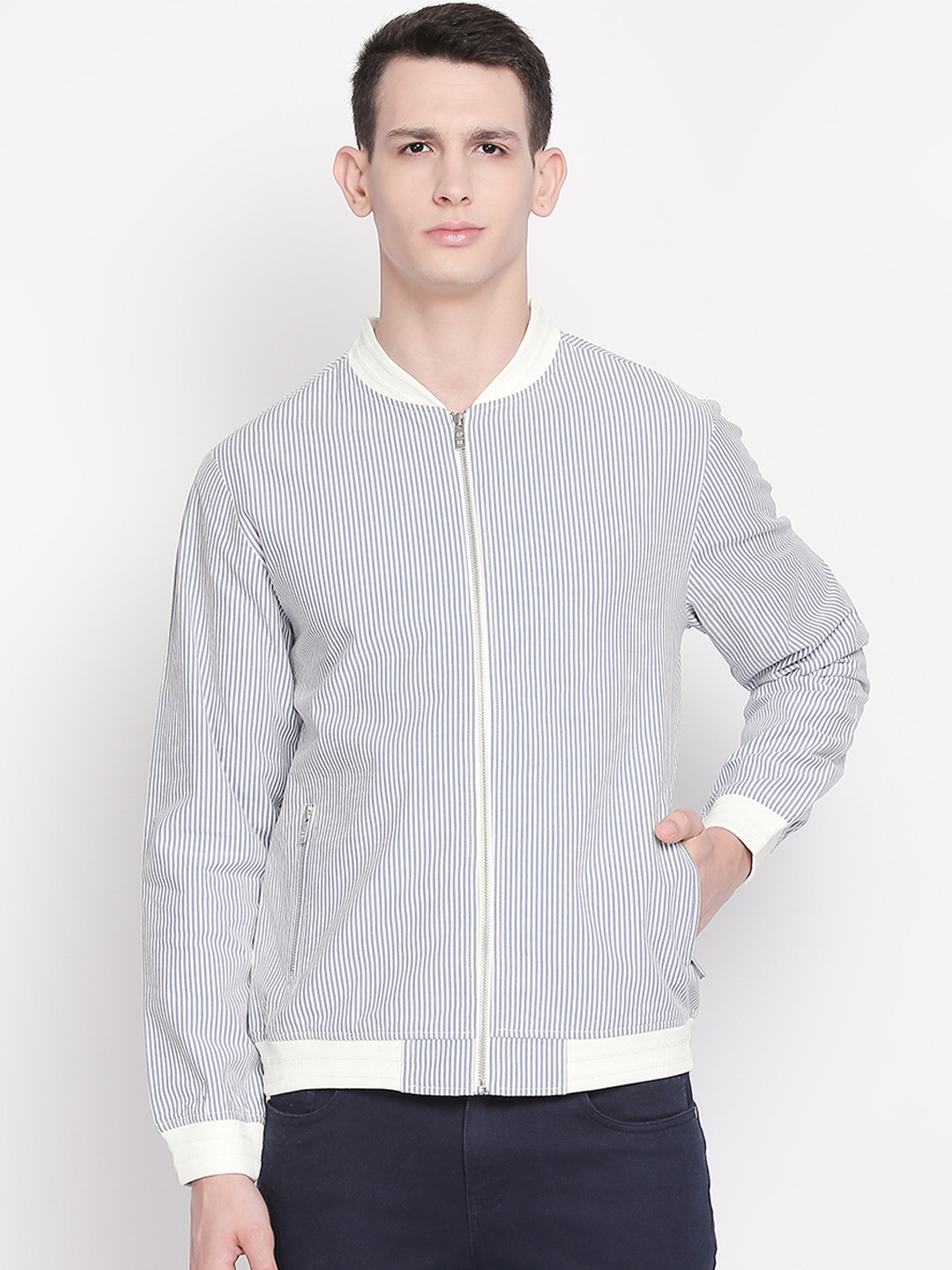 

SF JEANS by Pantaloons Men Blue Bomber Jacket