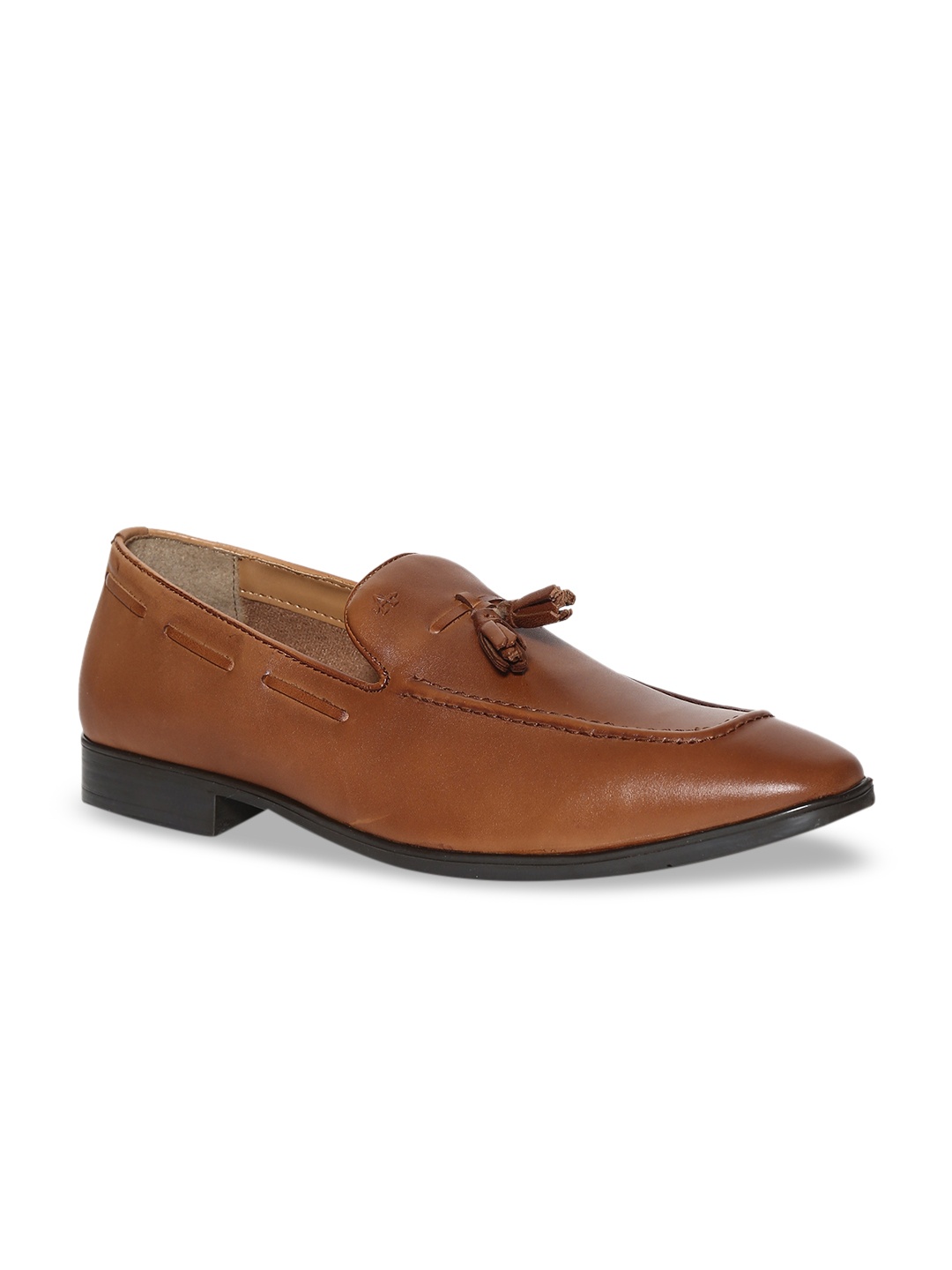

Arrow Men Brown Solid Leather Formal Tasselled Slip-Ons