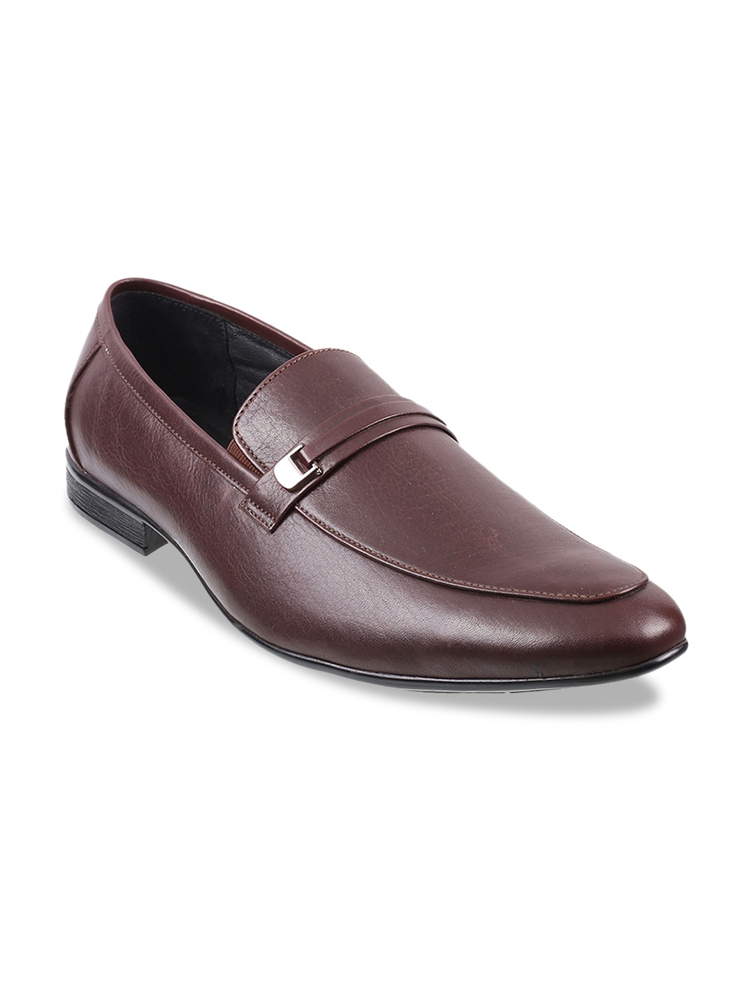 

Metro Men Maroon Leather Formal Slip-Ons