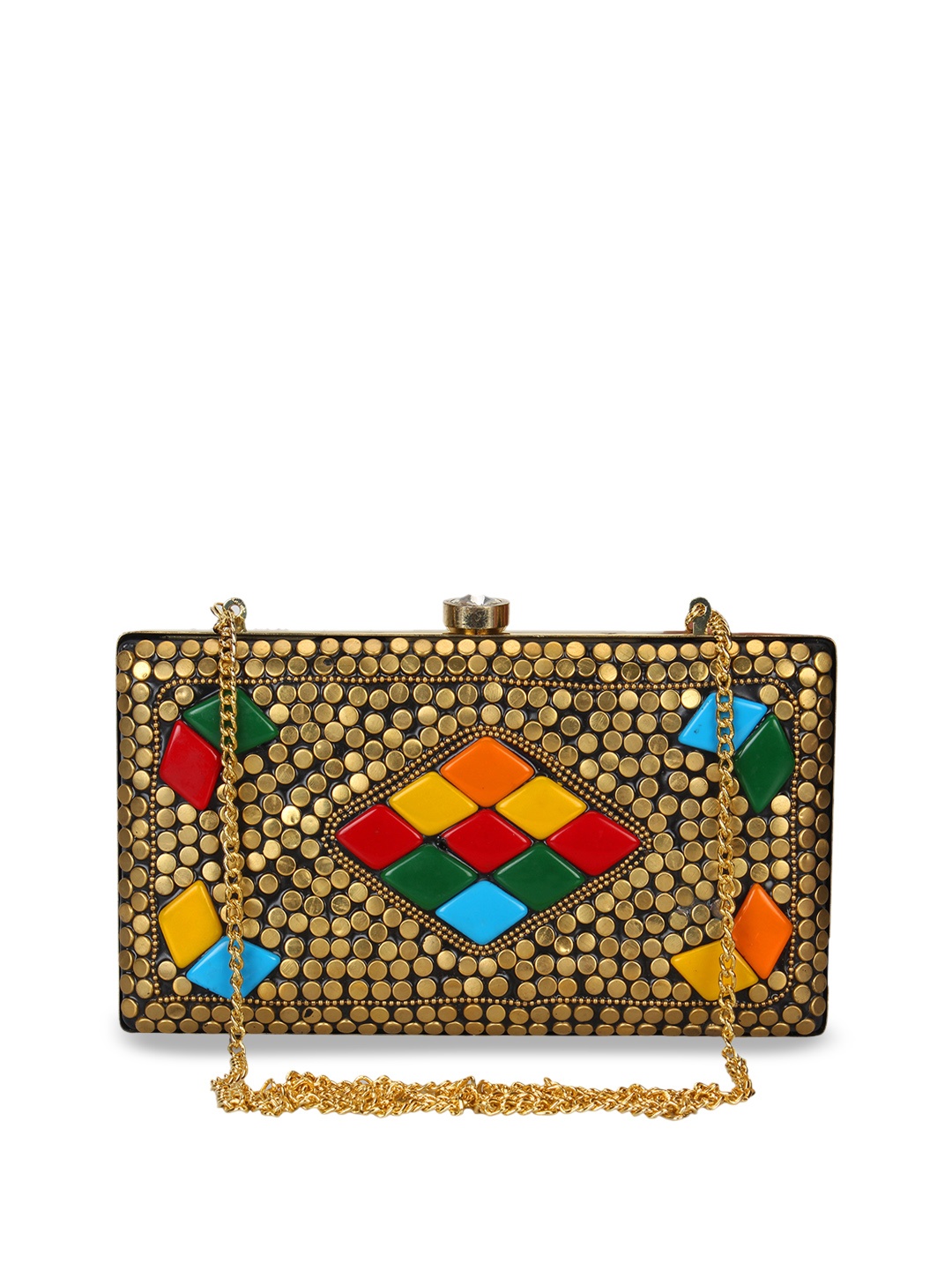 

Anekaant Gold-Toned & Yellow Embellished Clutch