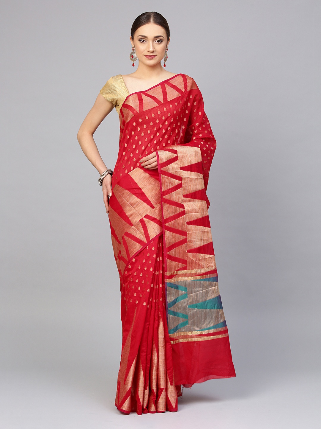 

Mitera Red & Golden Art Silk Woven Design Banarasi Saree