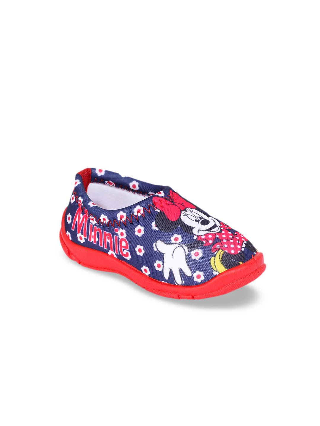 

toothless Girls Navy Blue & Red Minnie Mouse Printed Slip-On Sneakers