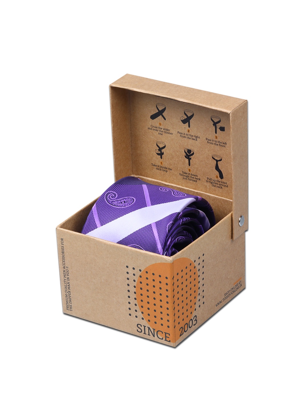

Tossido Purple & White Woven Design Skinny Tie