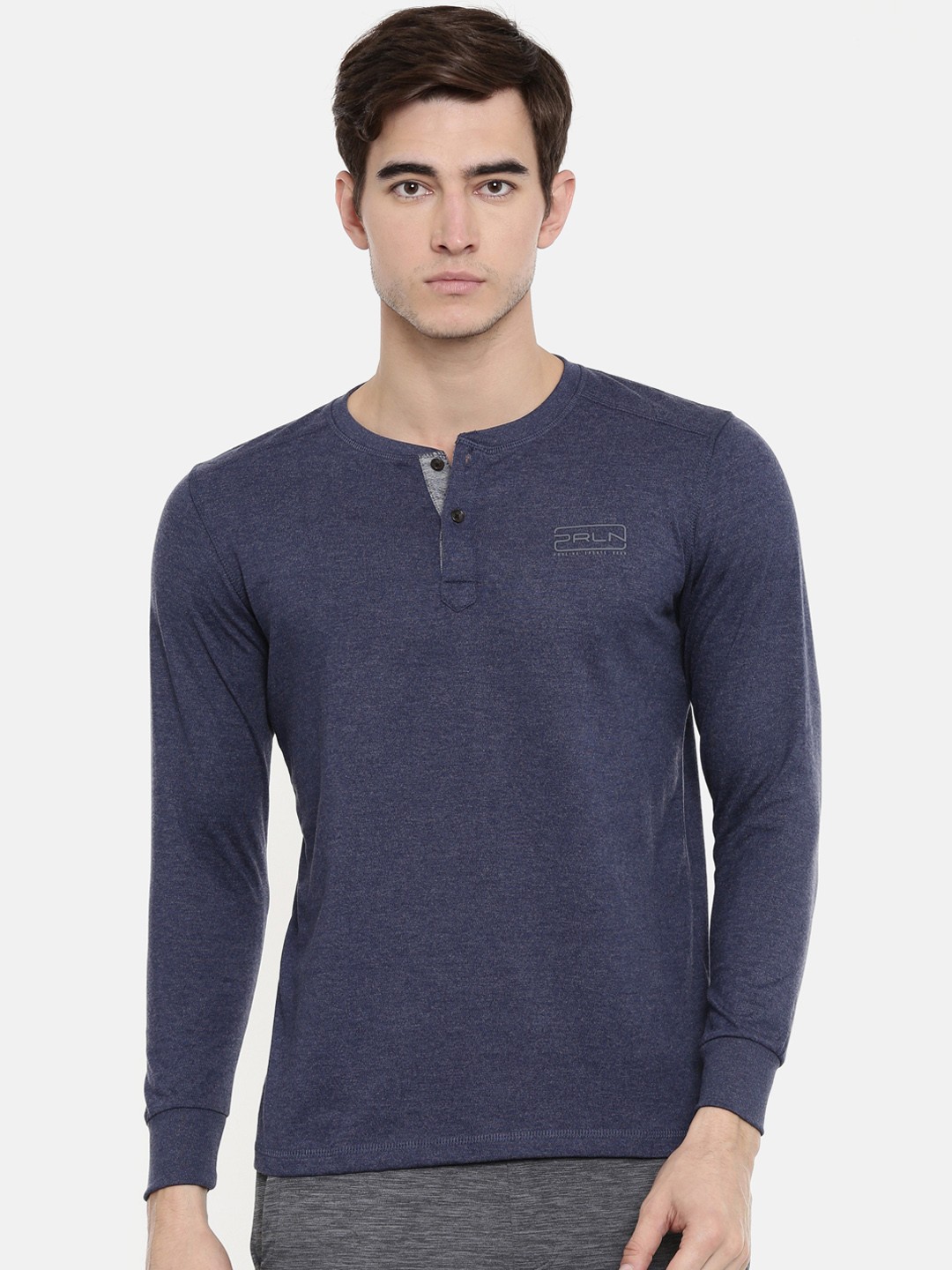 

Proline Men Navy Blue Solid Henley Neck T-shirt