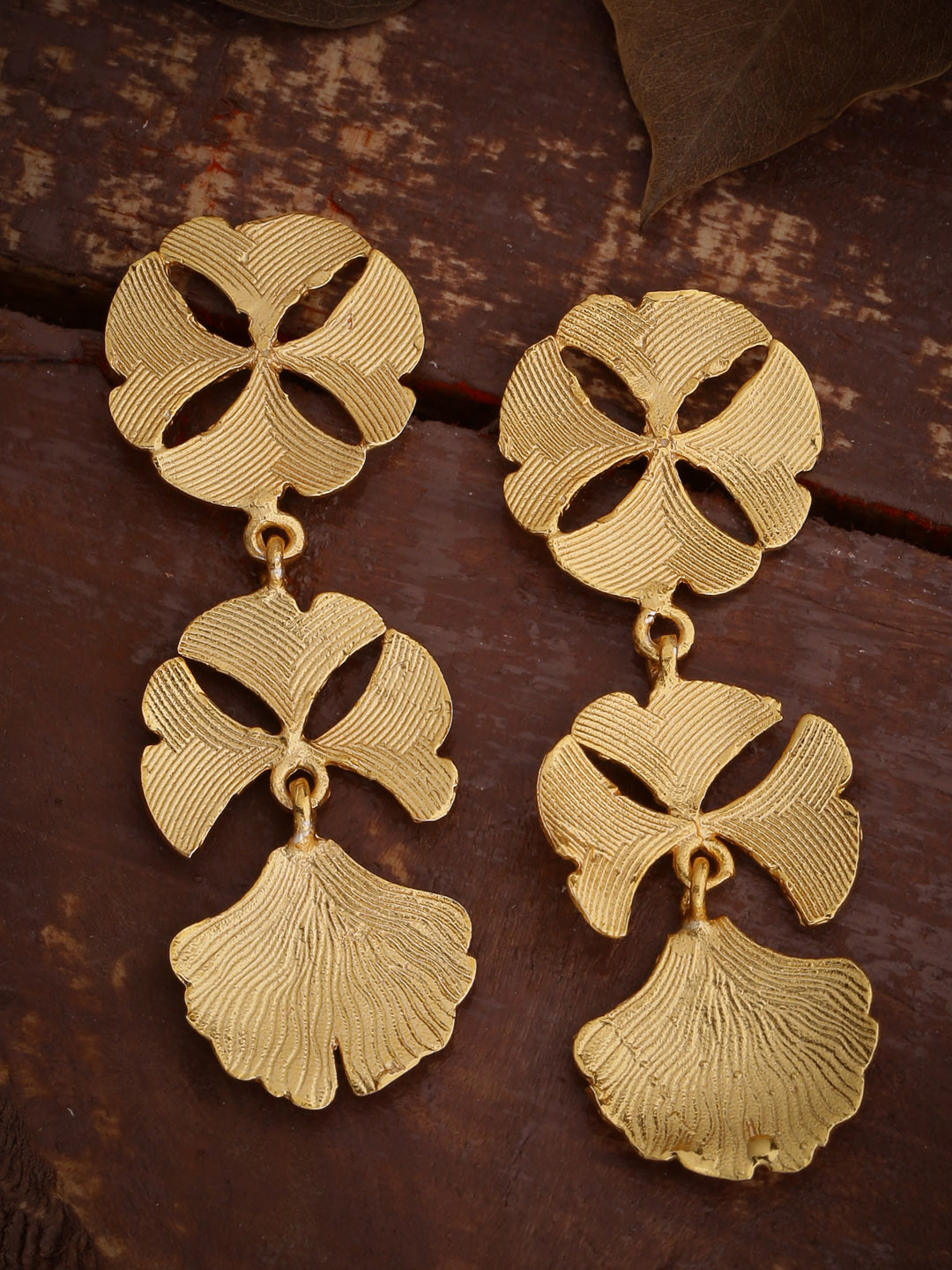 

Voylla Gold-Plated Contemporary Drop Earrings