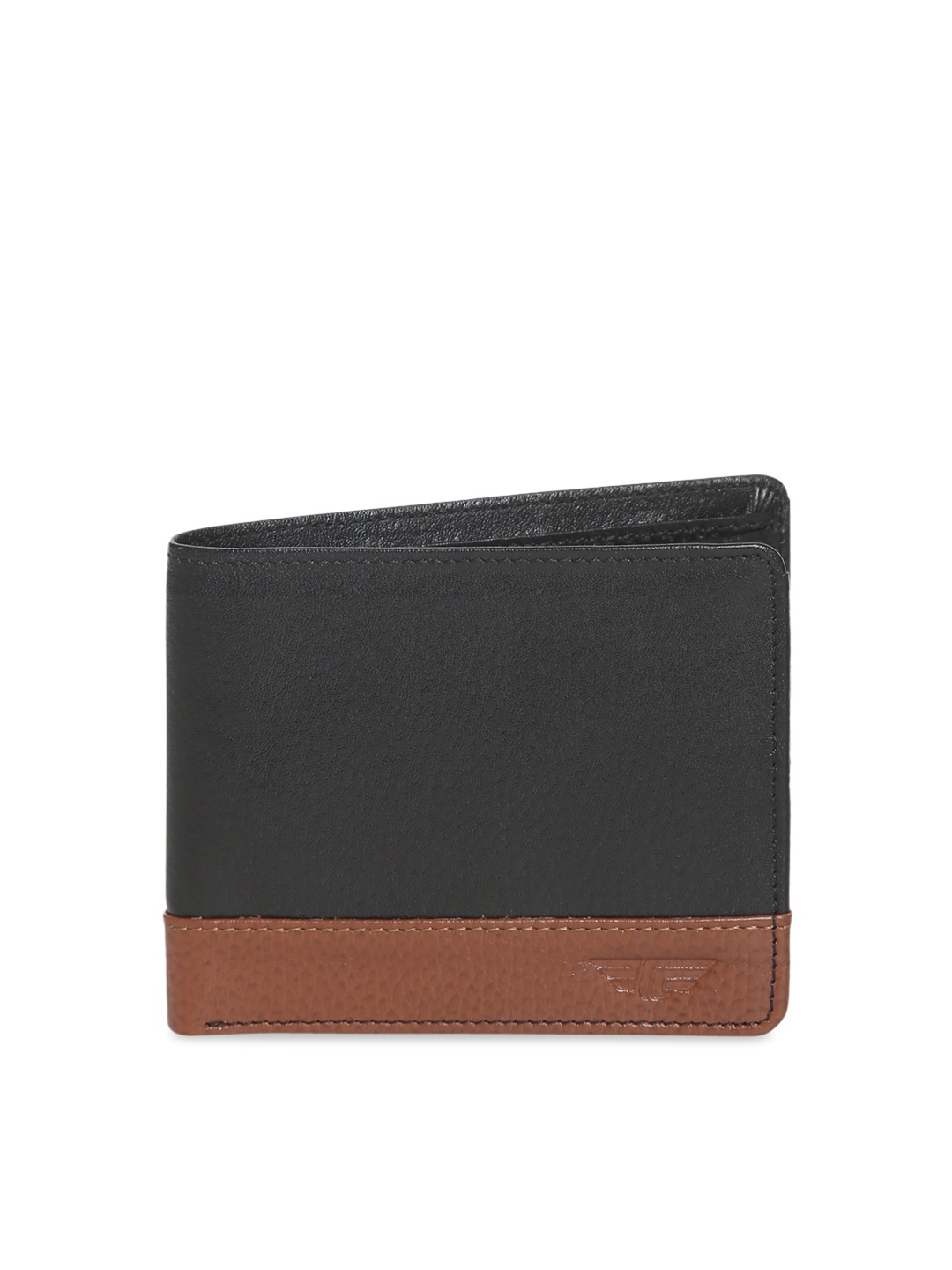 

Red Tape Men Black & Brown Textured Two Fold Leather Wallet