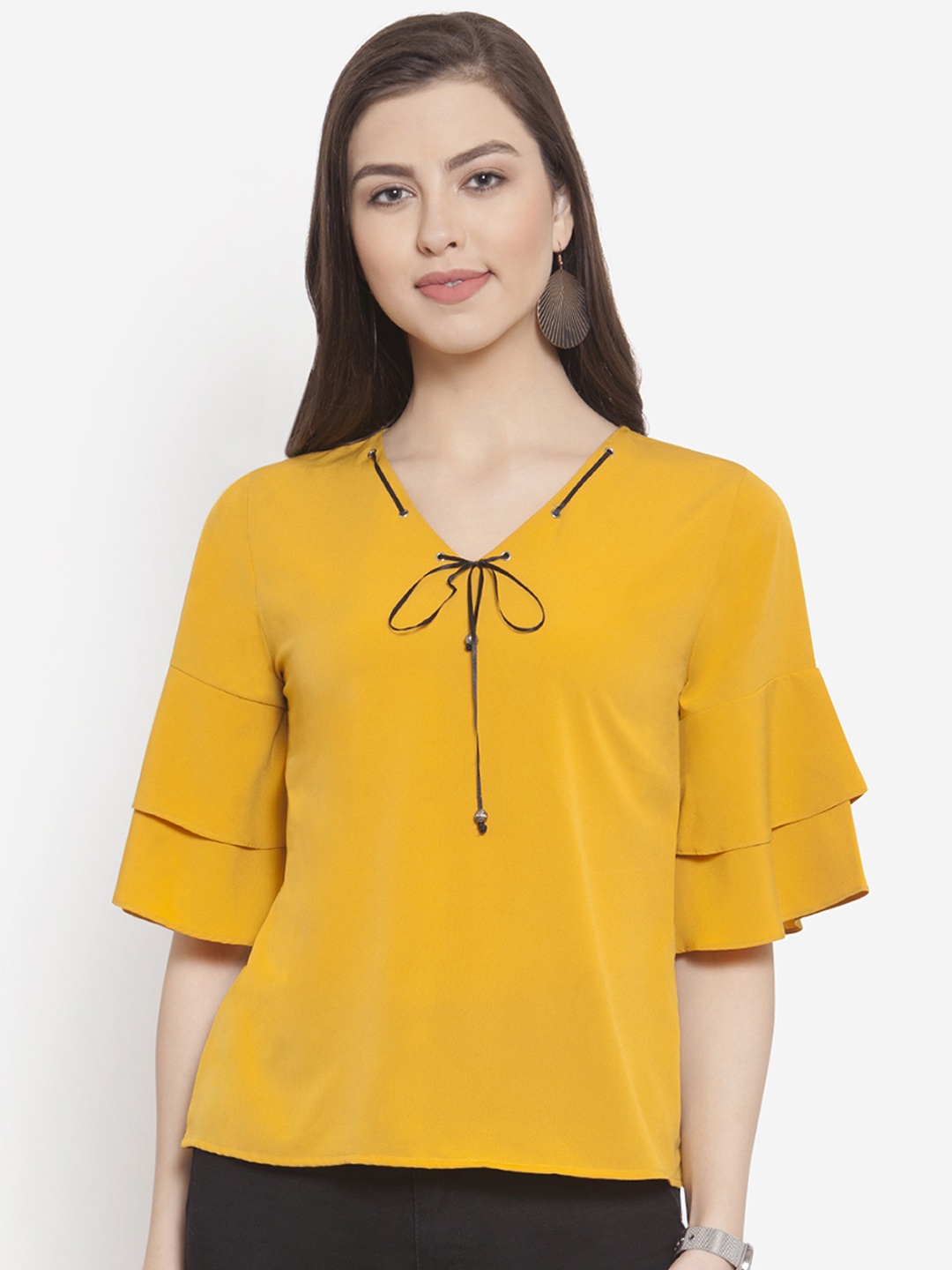 Martini Women Mustard Yellow Solid Top