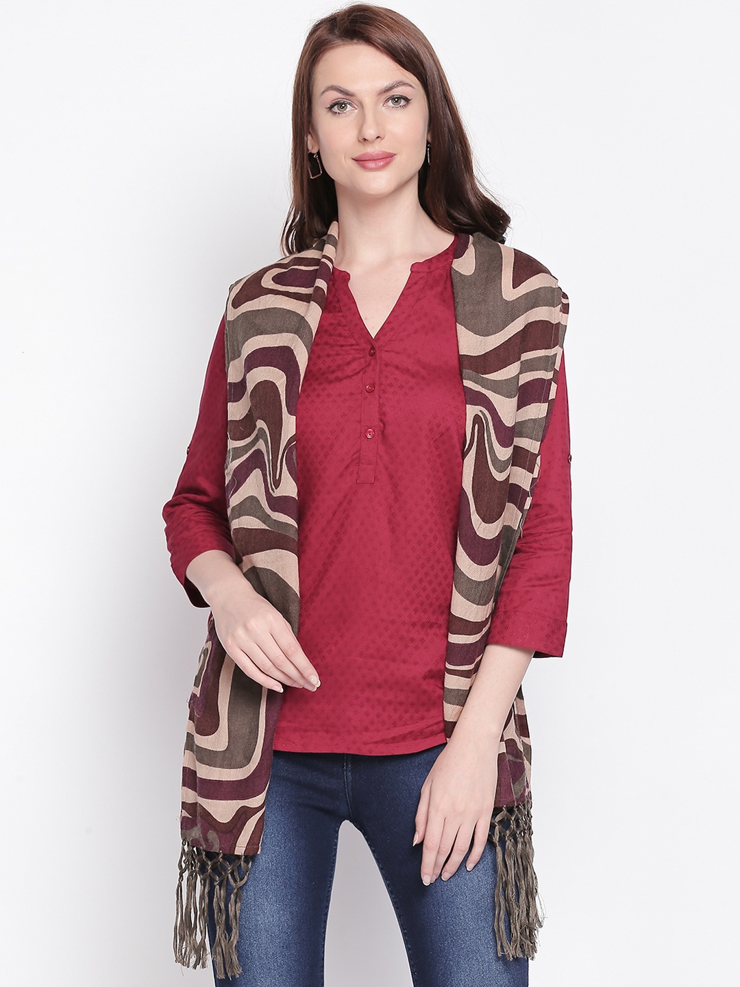 

Style Quotient Women Brown Printed Scarf