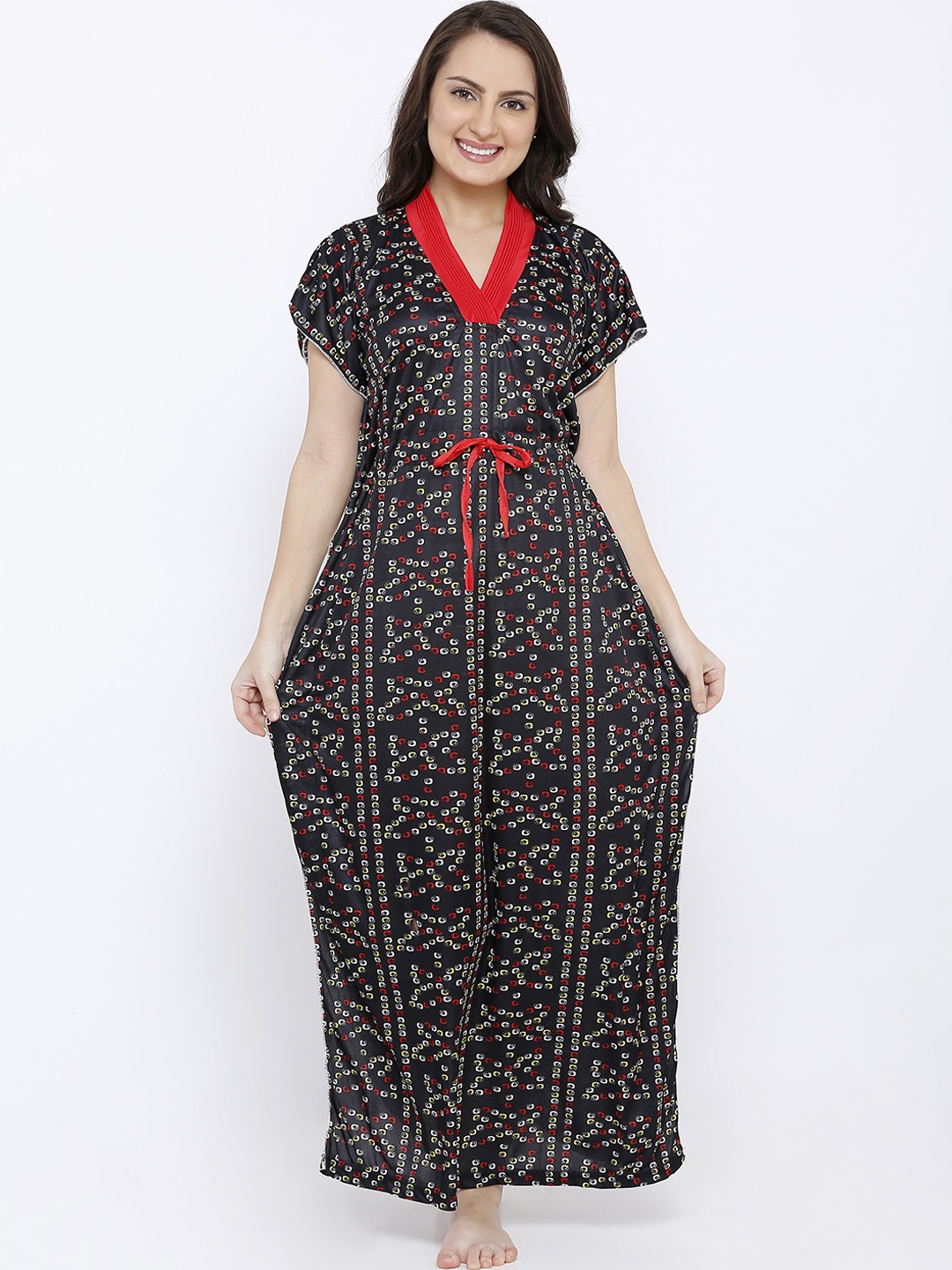 

Pretty Awesome Black Printed Nightdress