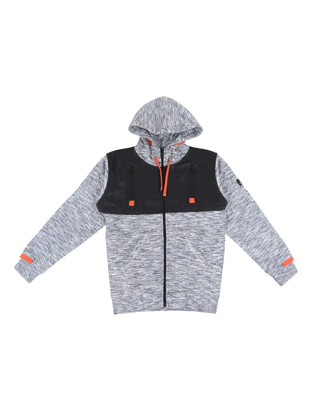 

Lil Tomatoes Boys Grey & Black Colourblocked Hooded Sweatshirt