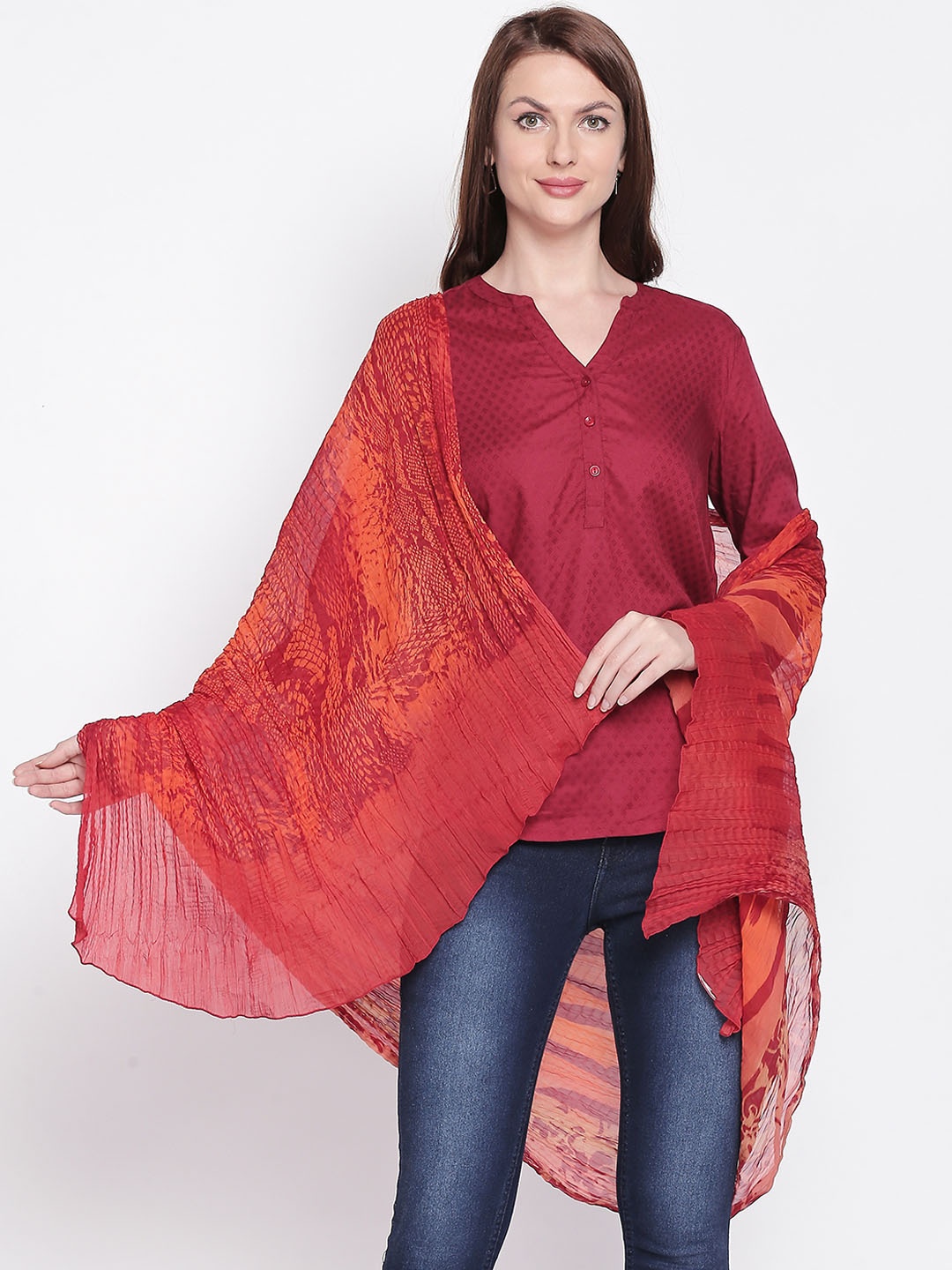 

Style Quotient Women Red Printed Scarf