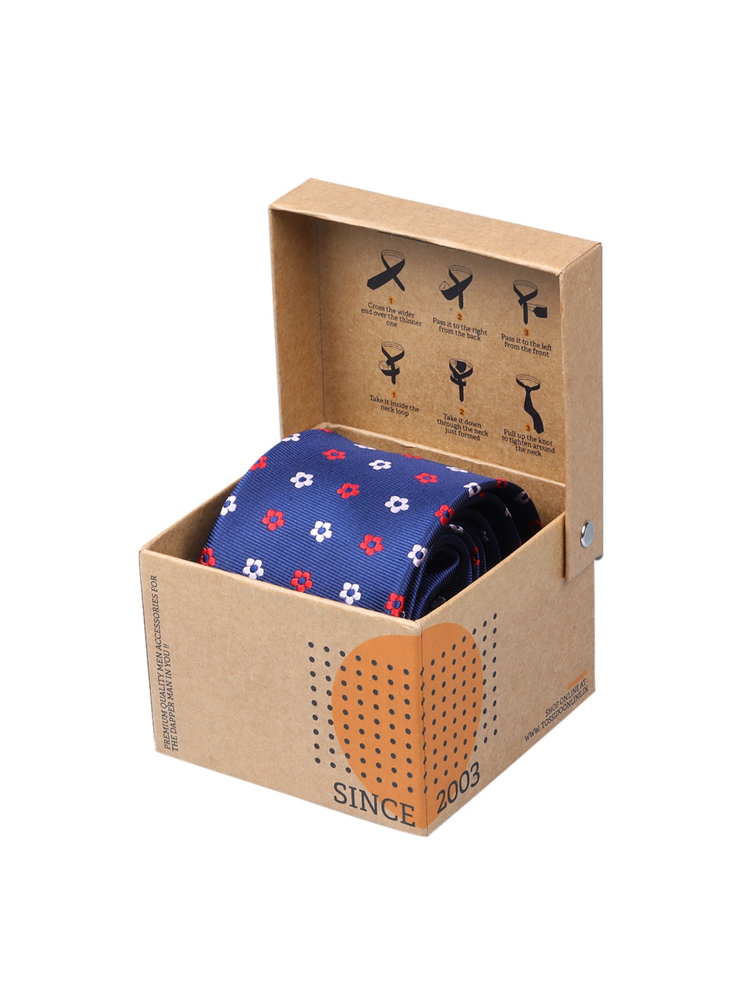 

Tossido Navy Blue & Red Woven Design Skinny Tie