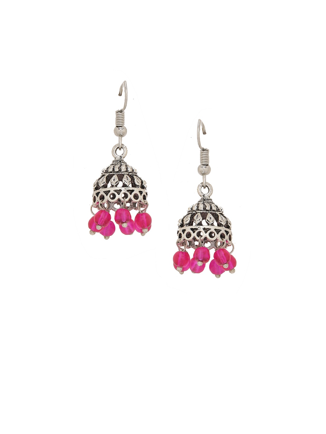 

Silvermerc Designs Silver Plated & Pink Handcrafted Circular Jhumkas