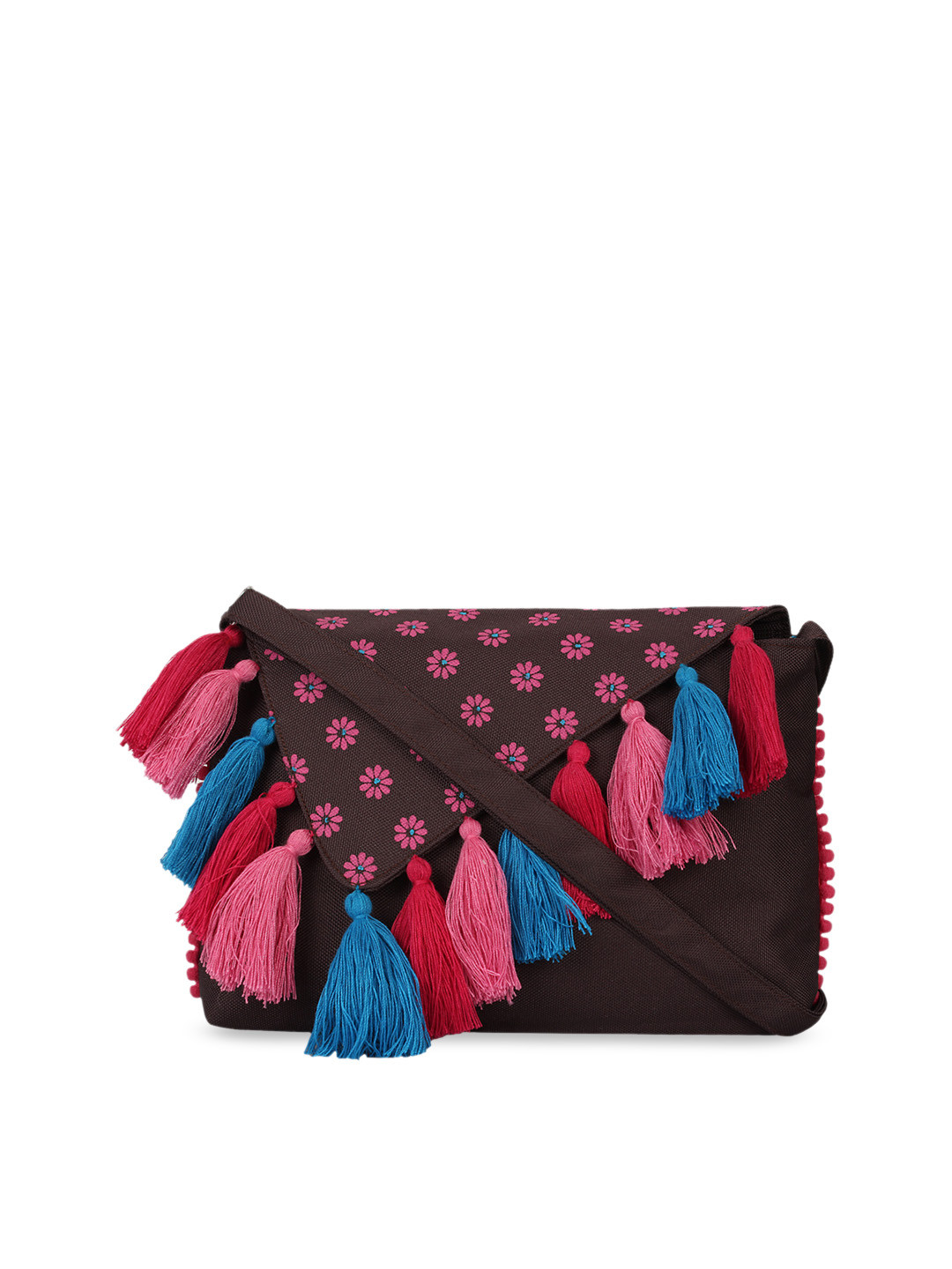 

Anekaant Brown & Pink Printed Sling Bag