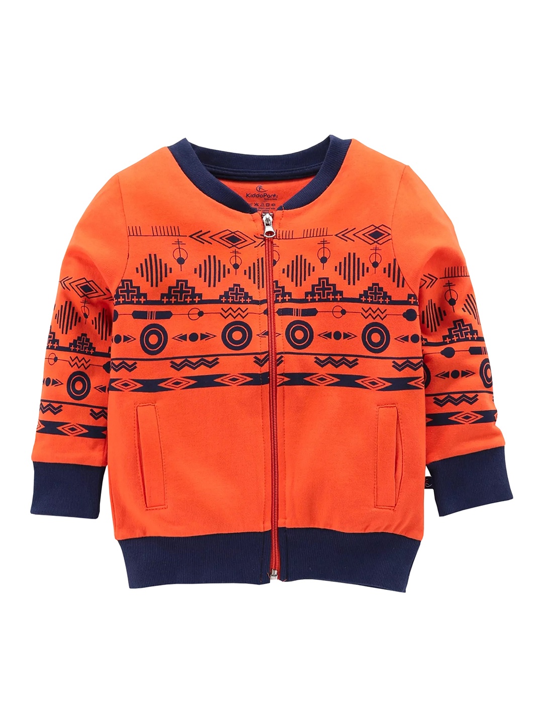 

KiddoPanti Boys Orange & Navy Blue Solid Sweatshirt