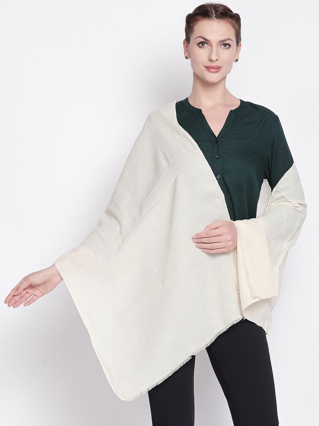 

Style Quotient Cream-Coloured Solid Scarf