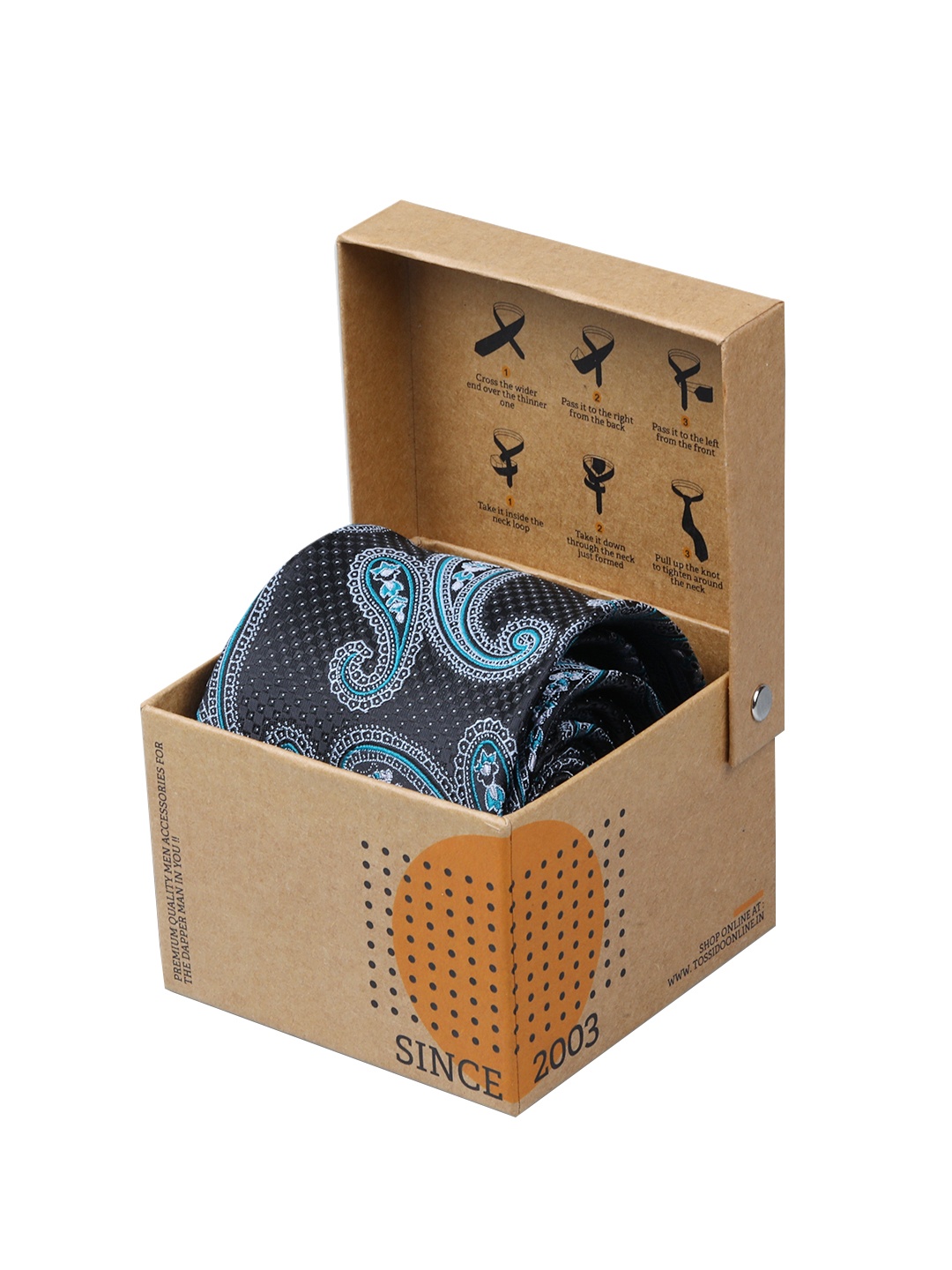 

Tossido Black & Blue Woven Design Broad Tie