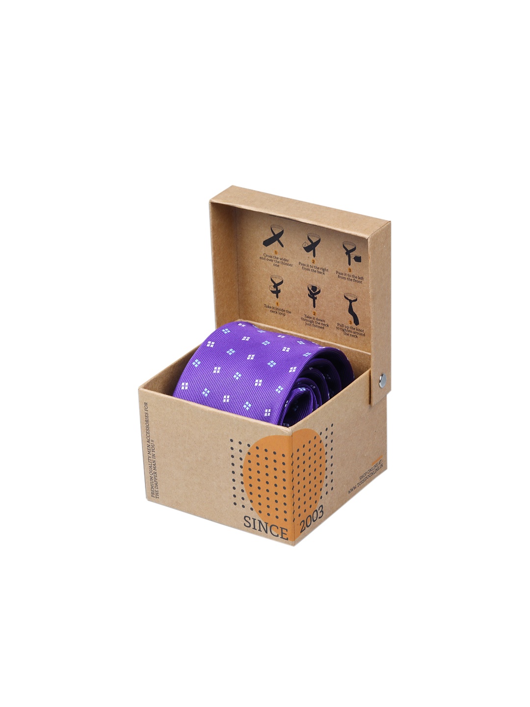 

Tossido Purple & White Woven Design Skinny Tie