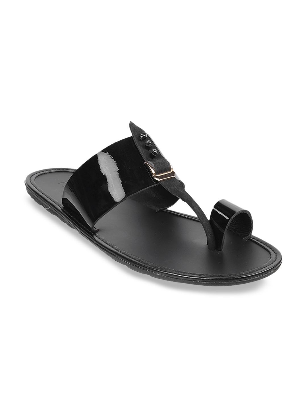 

Metro Men Black Leather Sandals