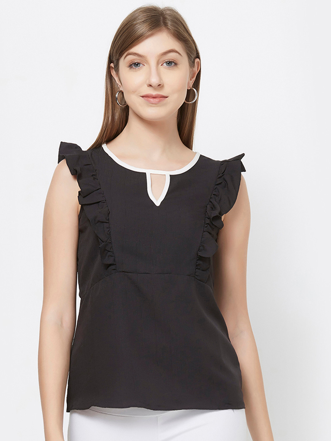 

109F Women Black Solid Top