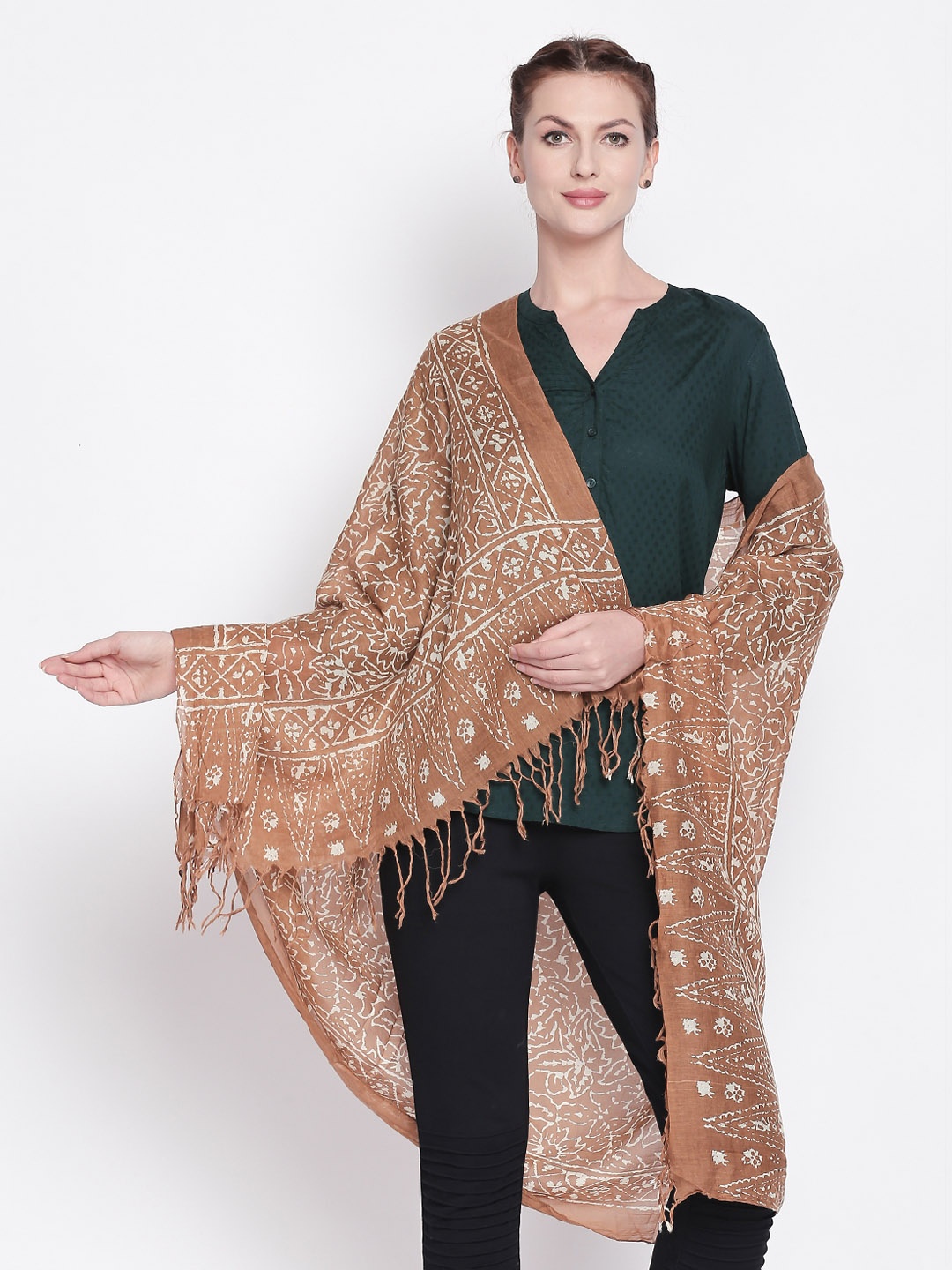 

Style Quotient Women Brown & White Printed Scarf
