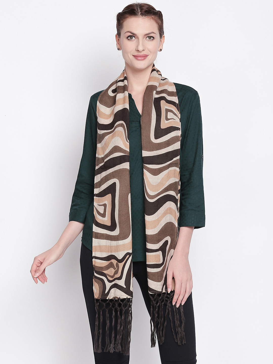 

Style Quotient Women Beige & Brown Printed Scarf