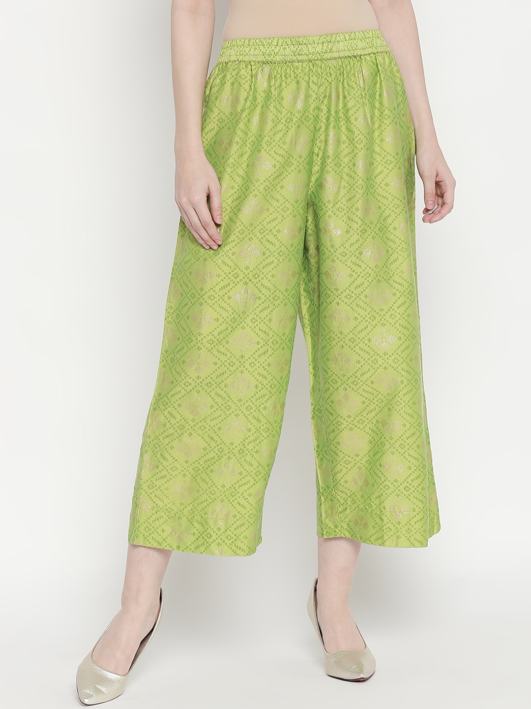 

RANGMANCH BY PANTALOONS Women Green Regular Fit Printed Culottes