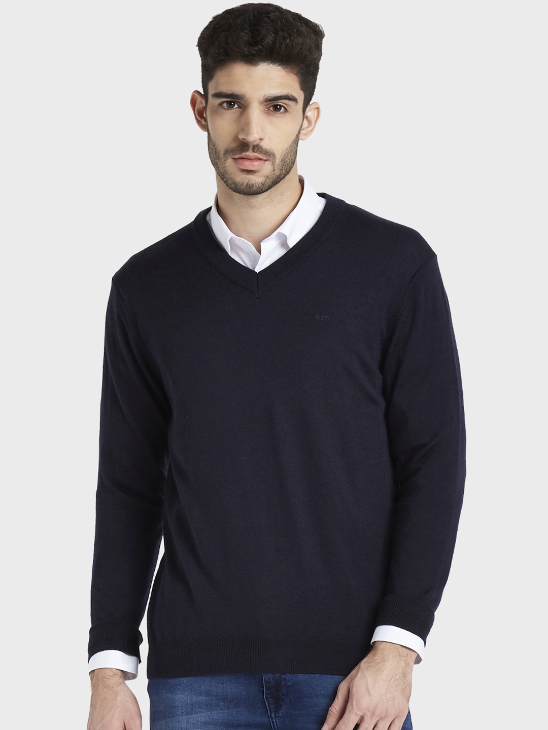 

ColorPlus Men Navy Blue Solid Sweater