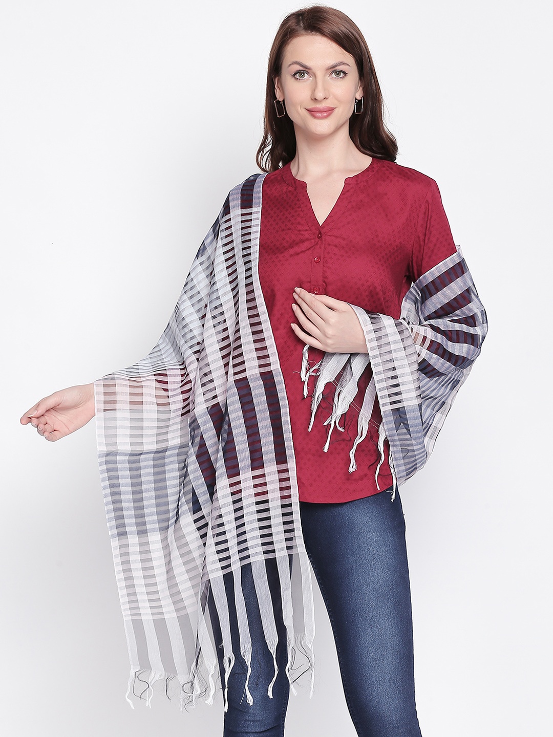 

Style Quotient Women Blue Striped Scarf