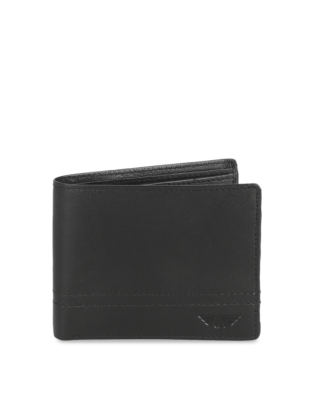 

Red Tape Men Black Textured Two Fold Leather Wallet