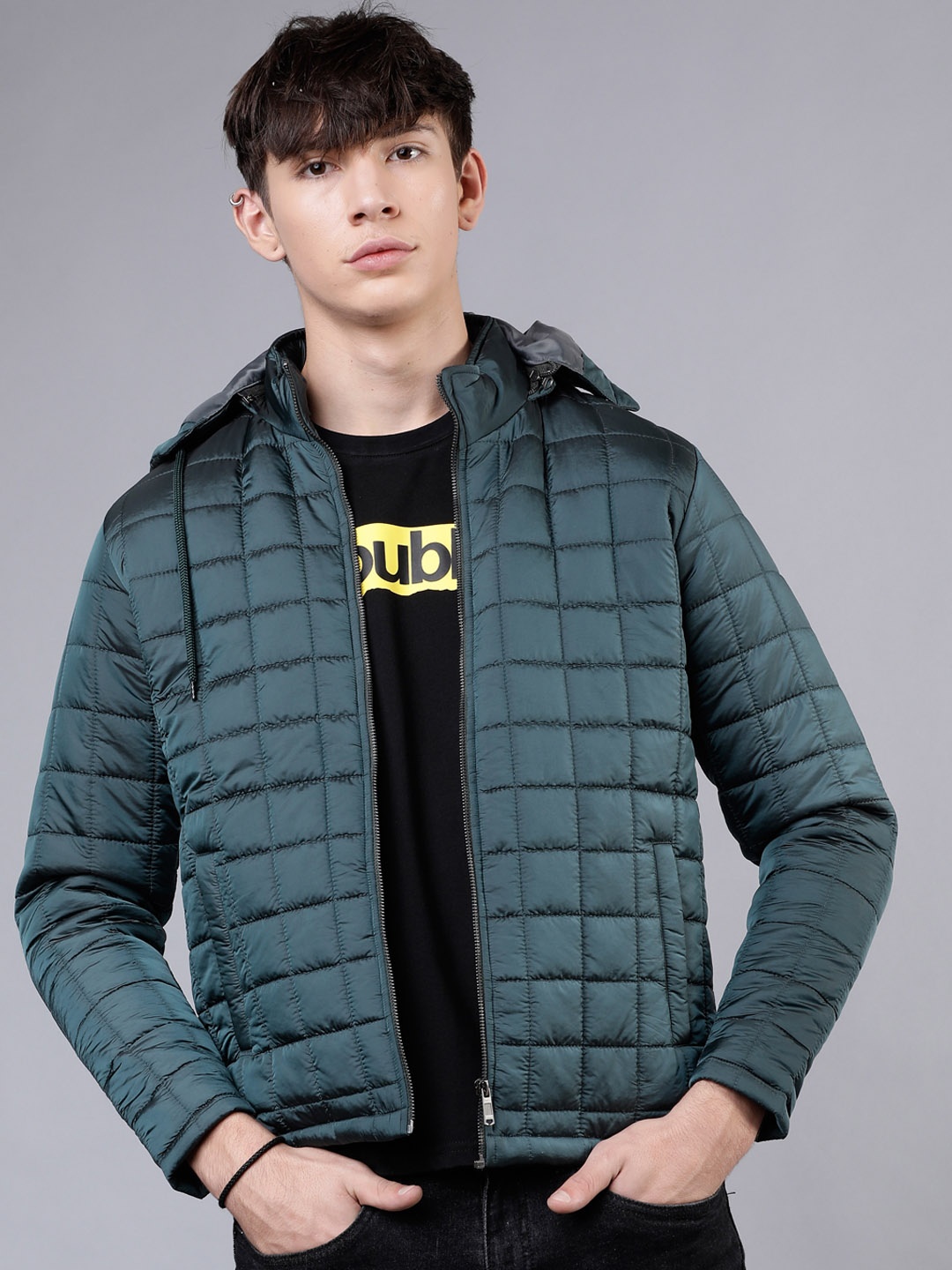 

HIGHLANDER Men Green Solid Padded Jacket