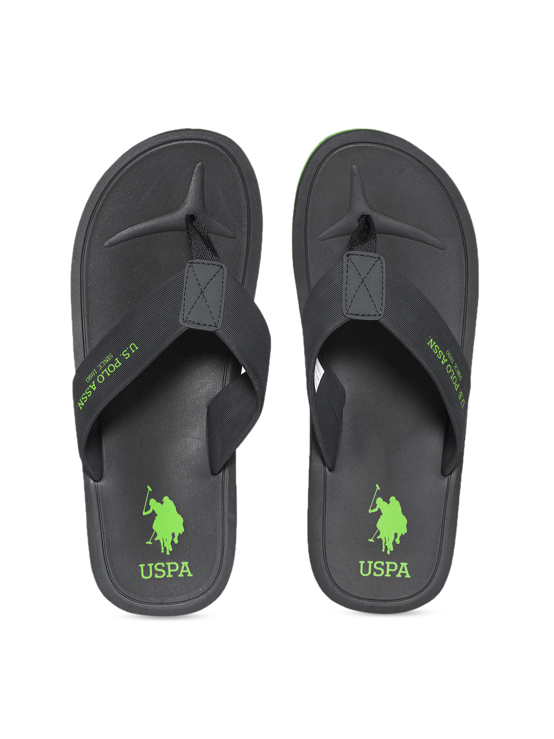 

U.S. Polo Assn. Men Black Printed Thong Flip-Flops