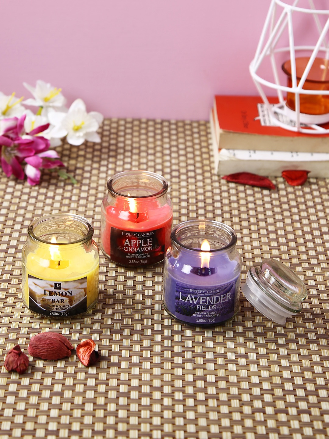 

Hosley Set of 3 Fragrance Jar Candles, Multi