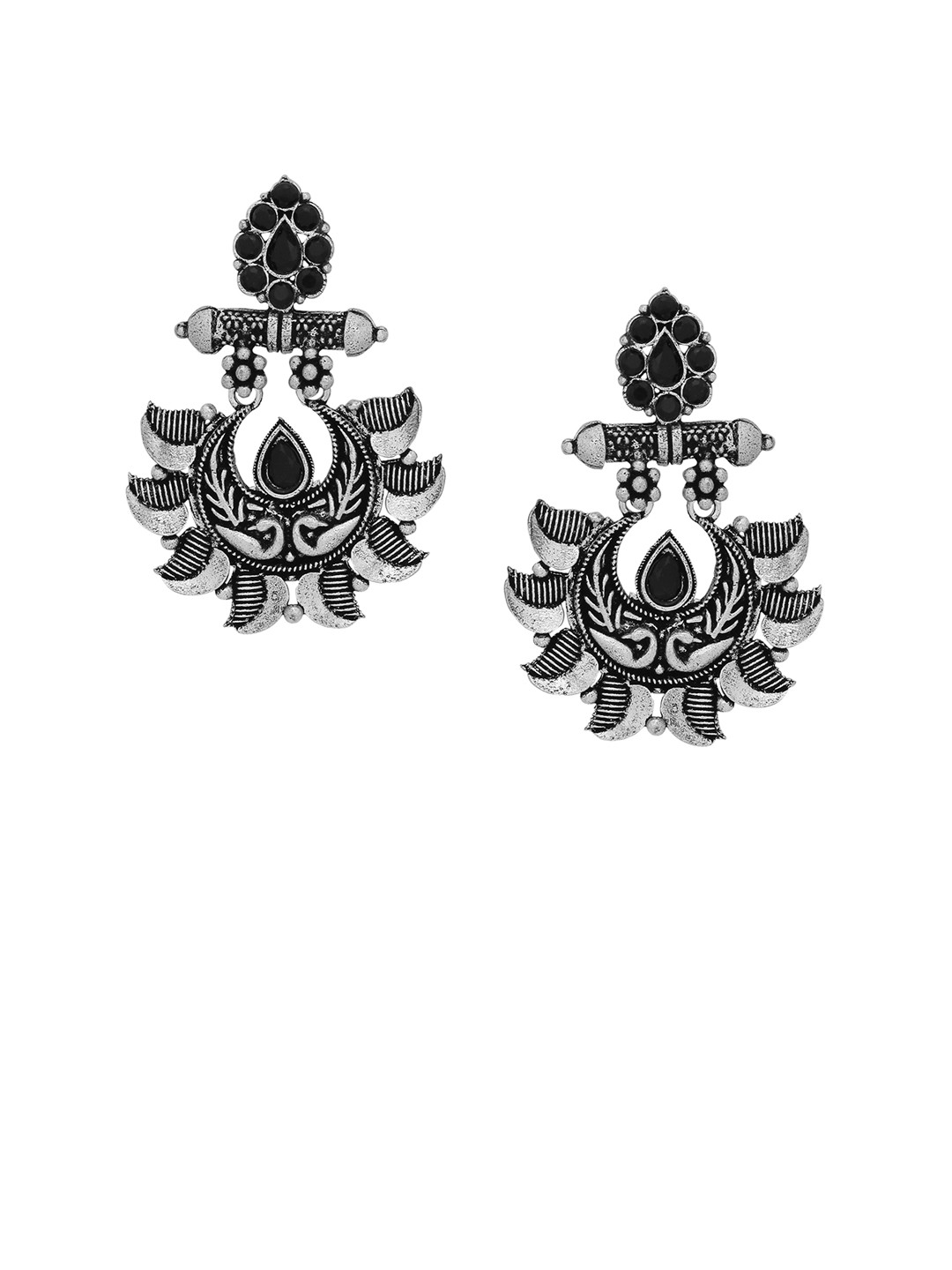 

Silvermerc Designs Oxidised Silver-Plated Handcrafted Crescent Shaped Chandbalis