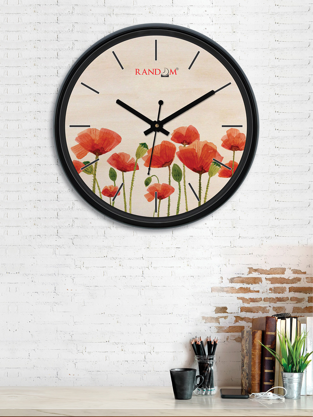 

RANDOM Beige & Red Round Printed 30 cm Analogue Wall Clock