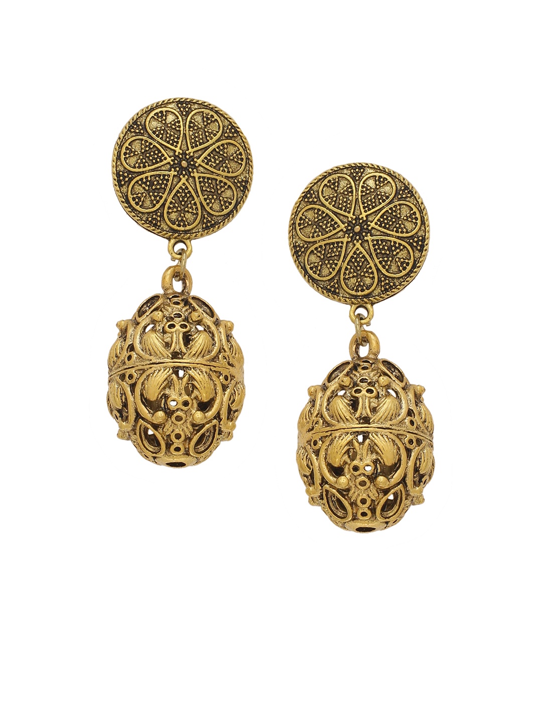 

Silvermerc Designs Gold Plated Handcrafted Circular Drop Earrings